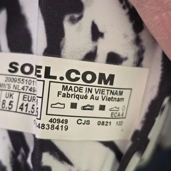 Sorel Roaming Two Strap Slide Black and White Sandals - Picture 8 of 14